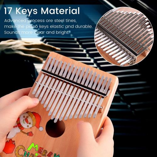  ELE ELEOPTION Kalimba 17 Keys Thumb Piano with Mahogany body,Builts-in Flannel storage Bag, Tuning Hammer and Study Instruction - 8 pieces Fit Kids Adult Beginners for Christmas Gi