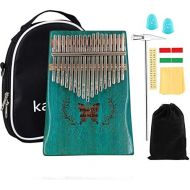 ELE ELEOPTION Kalimba 17 Keys Thumb Piano with Mahogany body builts-in Storage Canvas Bag, Tuning Hammer and Study Instruction 9 pieces-Professional Gift for Music Lovers Kids Begi