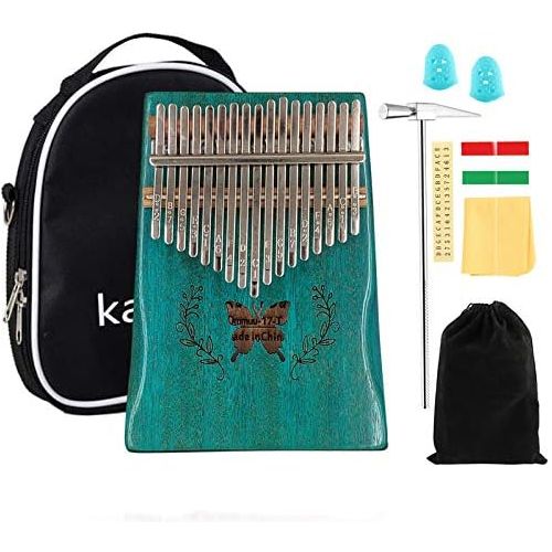  ELE ELEOPTION Kalimba 17 Keys Thumb Piano with Mahogany body builts-in Storage Canvas Bag, Tuning Hammer and Study Instruction 9 pieces-Professional Gift for Music Lovers Kids Begi