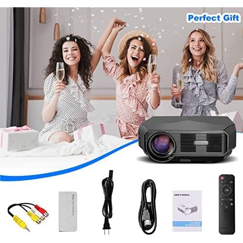  Ele ELEOPTION LED Projector 1080P, Full HD Video Movie Projector for Business PowerPoint Presentation Home Theater, Compatible with Laptop Phone Android TV AV VGA HDMI USB IR (Black)