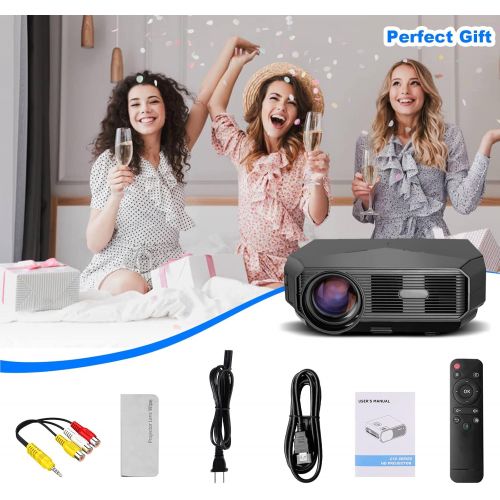  Ele ELEOPTION LED Projector 1080P, Full HD Video Movie Projector for Business PowerPoint Presentation Home Theater, Compatible with Laptop Phone Android TV AV VGA HDMI USB IR (Black)