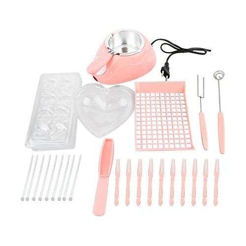  [아마존베스트]Ele ELEOPTION ELEOPTION Electric Chocolate Melting Pot Set Temperature Adjustable Chocolate Fondue Sets with Reusable Mould Accessories and 12 Recipes for Melts Chocolates Butter Cheese Caramel