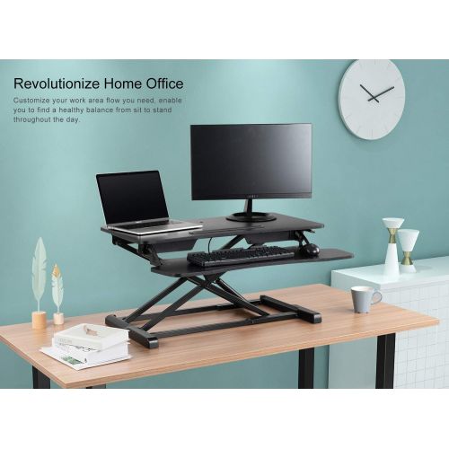  [아마존 핫딜] [아마존핫딜]EleTab Standing Desk Converter Sit Stand Desk Riser Stand up Desk Tabletop Workstation fits Dual Monitor 32 inches Black