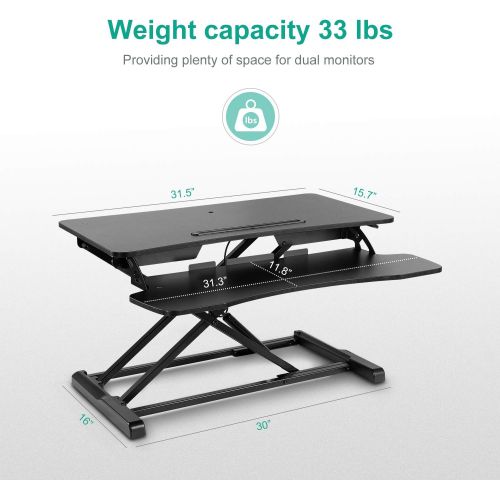  [아마존 핫딜] [아마존핫딜]EleTab Standing Desk Converter Sit Stand Desk Riser Stand up Desk Tabletop Workstation fits Dual Monitor 32 inches Black