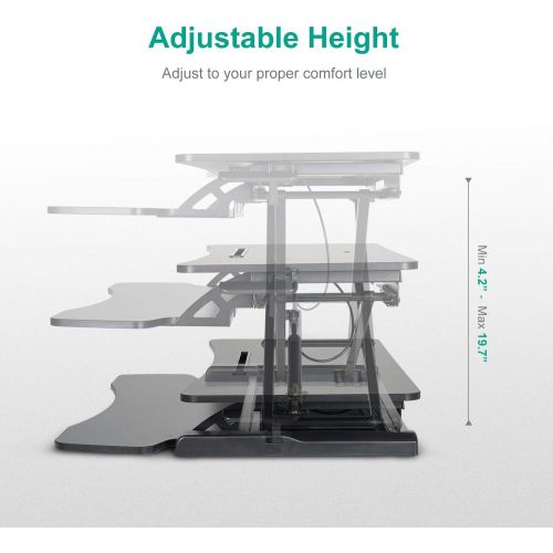  [아마존 핫딜] [아마존핫딜]EleTab Standing Desk Converter Sit Stand Desk Riser Stand up Desk Tabletop Workstation fits Dual Monitor 32 inches Black