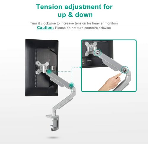  [아마존 핫딜] EleTab Single Monitor Desk Mount - Height Adjustable Single Monitor Stand Articulating Full Motion Swivel VESA Arm Fits for Computer Screen 17 to 32 inches, Hold up to 17.6 lbs