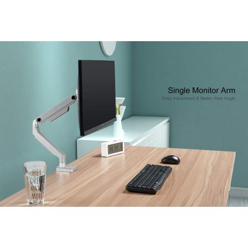  [아마존 핫딜] EleTab Single Monitor Desk Mount - Height Adjustable Single Monitor Stand Articulating Full Motion Swivel VESA Arm Fits for Computer Screen 17 to 32 inches, Hold up to 17.6 lbs