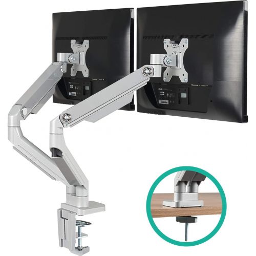  [아마존베스트]EleTab Dual Arm Monitor Stand - Height Adjustable Desk Monitor Mount Fits for 2 Computer Screens 17 to 32 inches - Each Arm Holds up to 17.6 lbs