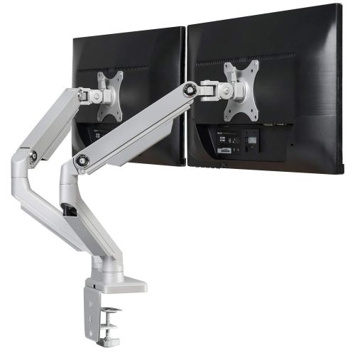  EleTab Dual Arm Monitor Stand - Height Adjustable Desk Monitor Mount Fits for 2 Computer Screens 17 to 32 inches - Each Arm Holds up to 17.6 lbs