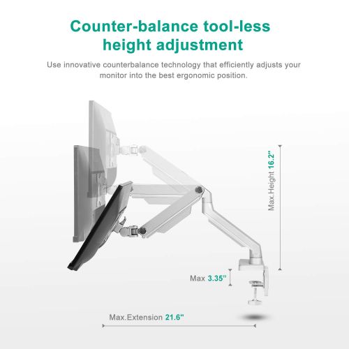  EleTab Dual Arm Monitor Stand - Height Adjustable Desk Monitor Mount Fits for 2 Computer Screens 17 to 32 inches - Each Arm Holds up to 17.6 lbs