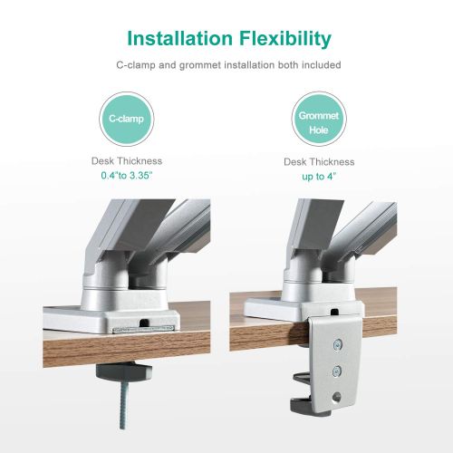  EleTab Dual Arm Monitor Stand - Height Adjustable Desk Monitor Mount Fits for 2 Computer Screens 17 to 32 inches - Each Arm Holds up to 17.6 lbs