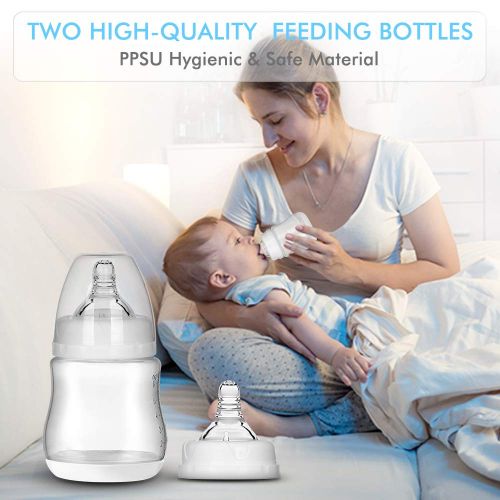 Elebebe Electric Double Breast Pump - Portable Breast Pump Kit, Quiet & Hygienic, 8 Levels of Suction & 4 Modes, Perfect Massage and Breastfeeding Assistant, No Harm Medical Grade