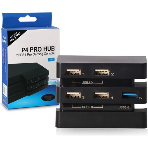  ElecGear USB Hub 3.0 for PS4 Pro, USB Extension Adapter Splitter Charging Port (1x USB3.0 and 4X USB2.0) with LED for Playstation 4 Pro CUH-7xxx