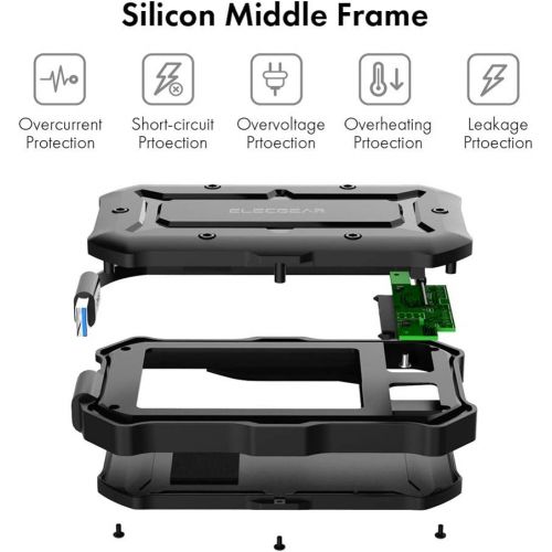  ElecGear Protective USB 3.0 Hard Drive Enclosure, 2.5-inch Portable External HDD/SSD Case Box, Waterproof Shockproof Military Drop Tested Housing Caddy with Integrated USB Cable an