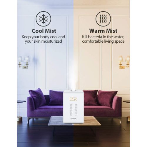  [아마존 핫딜] Elechomes SH8820 Ultrasonic Top Fill Humidifier 5.5L Vaporizer Warm and Cool Mist Humidifiers for Large Room Bedroom Babies with Remote, Humidity Monitor, 12-40 Hours, 550ml/h Max