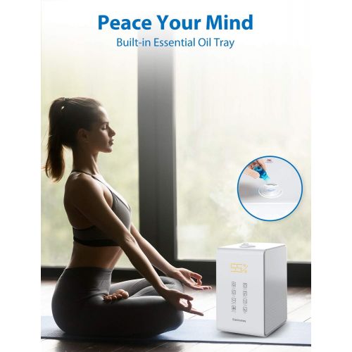  [아마존 핫딜] Elechomes SH8820 Ultrasonic Top Fill Humidifier 5.5L Vaporizer Warm and Cool Mist Humidifiers for Large Room Bedroom Babies with Remote, Humidity Monitor, 12-40 Hours, 550ml/h Max