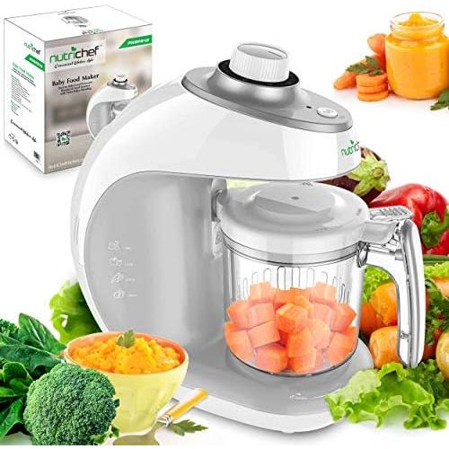  [아마존베스트]NutriChef Digital Baby Food Maker Machine - 2-in-1 Steamer Cooker and Puree Blender Food Processor with Steam Timer - Steam Blend Organic Homemade Food for Newborn Babies, Infants, Toddlers