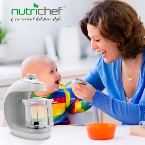  [아마존베스트]NutriChef Digital Baby Food Maker Machine - 2-in-1 Steamer Cooker and Puree Blender Food Processor with Steam Timer - Steam Blend Organic Homemade Food for Newborn Babies, Infants, Toddlers