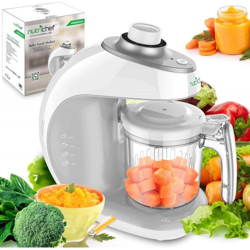  [아마존베스트]NutriChef Digital Baby Food Maker Machine - 2-in-1 Steamer Cooker and Puree Blender Food Processor with Steam Timer - Steam Blend Organic Homemade Food for Newborn Babies, Infants, Toddlers