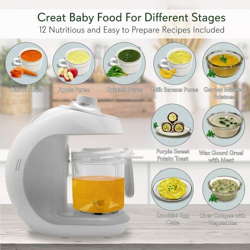  [아마존베스트]NutriChef Digital Baby Food Maker Machine - 2-in-1 Steamer Cooker and Puree Blender Food Processor with Steam Timer - Steam Blend Organic Homemade Food for Newborn Babies, Infants, Toddlers