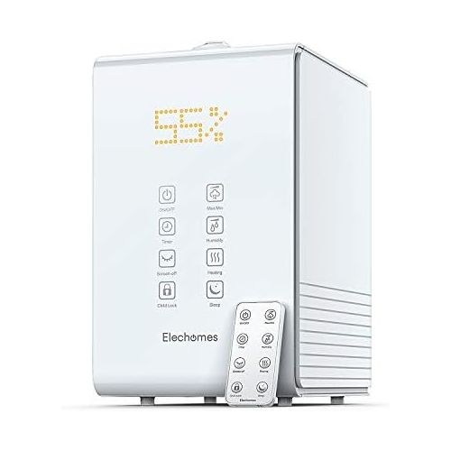  Elechomes SH8820 Ultrasonic Top Fill Humidifier 5.5L Vaporizer Warm and Cool Mist Humidifiers for Large Room Bedroom Babies with Remote, Humidity Monitor, 12-40 Hours, 550ml/h Max