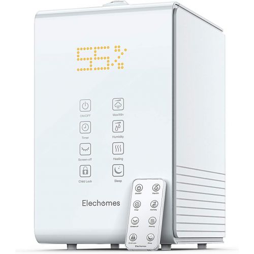  Elechomes SH8820 Ultrasonic Top Fill Humidifier 5.5L Vaporizer Warm and Cool Mist Humidifiers for Large Room Bedroom Babies with Remote, Humidity Monitor, 12-40 Hours, 550ml/h Max