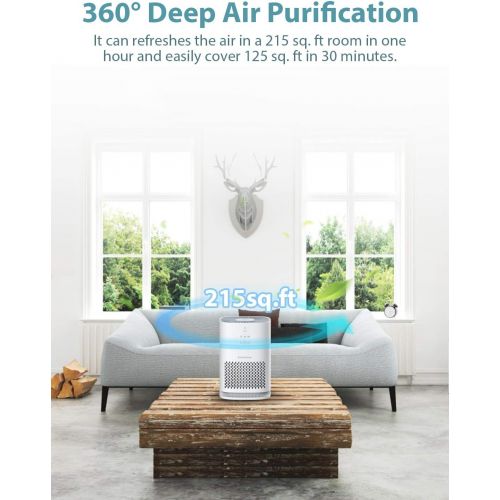  Elechomes EPI081 Air Purifier for Home Pollen Dust Pet Dander Smokers, Upgrade H13 True HEPA Filter with 4-Stage Filtration, Efficient Air Cleaner (99.97%), 100% Ozone Free, White