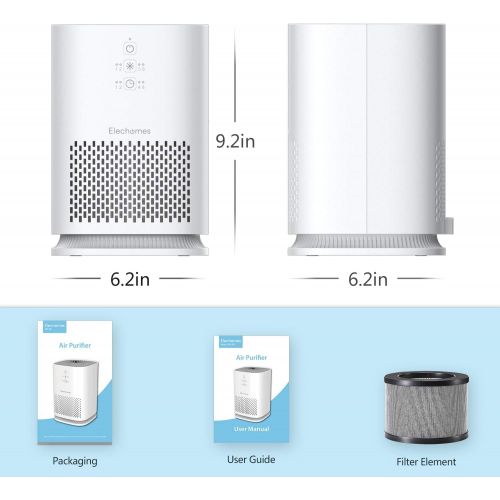  Elechomes EPI081 Air Purifier for Home Pollen Dust Pet Dander Smokers, Upgrade H13 True HEPA Filter with 4-Stage Filtration, Efficient Air Cleaner (99.97%), 100% Ozone Free, White