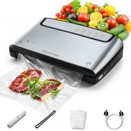 Elechomes Vacuum Sealer, Built-in Bag Storage and Cutter, 85KPA Powerful Suction Food Saver Machine, Dry and Moist Food Preservation with Bags and Roll Starter Kit, Easy to Clean,