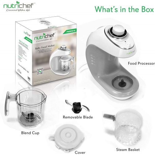  Elechomes NutriChef Digital Baby Food Maker Machine - 2-in-1 Steamer Cooker and Puree Blender Baby Food Processor with Steam Timer - Steam, Blend Organic Homemade Food for Newborn Babies, In