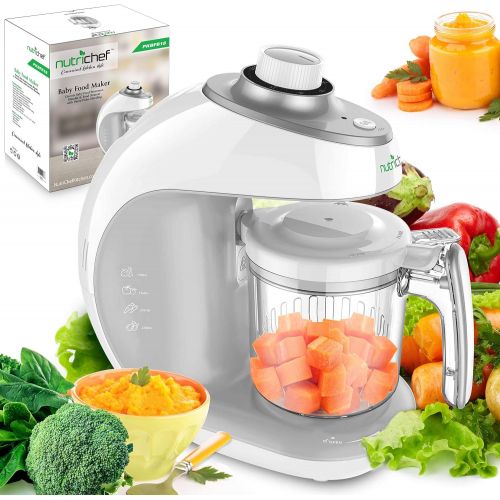 Elechomes NutriChef Digital Baby Food Maker Machine - 2-in-1 Steamer Cooker and Puree Blender Baby Food Processor with Steam Timer - Steam, Blend Organic Homemade Food for Newborn Babies, In