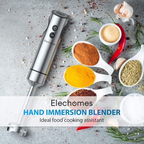  Immersion Blender, Elechomes 800W Hand Blender Electric, 12-Speed Immersion Hand Blender with 1.2L Large Food Processor, Mixing Beaker and Whisk