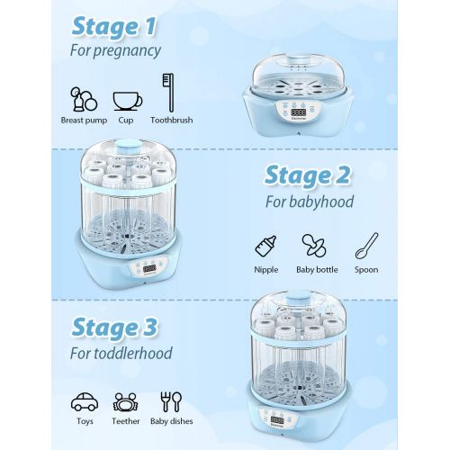  Baby Bottle Sterilizer and Dryer, Elechomes Electric Steam Sterilizer, Up to 10 Bottles, Super Large Capacity 600W Fast Bottle Ste-rilizer with LED Display, Auto Shut Off, BPA-Free
