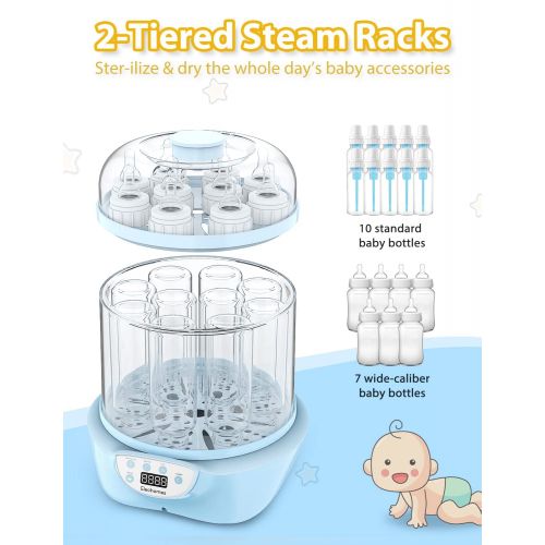  Baby Bottle Sterilizer and Dryer, Elechomes Electric Steam Sterilizer, Up to 10 Bottles, Super Large Capacity 600W Fast Bottle Ste-rilizer with LED Display, Auto Shut Off, BPA-Free