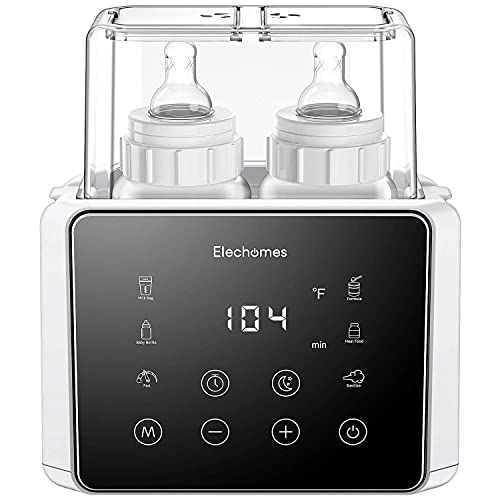  Elechomes Fast Baby Bottle Warmer for Frozen Breast Milk & Milk Powder, 6-in-1 Baby Food Heater & Steam Sterili-zer with Timer and Safe Auto-shutoff, BPA-Free, Fits Most Brands of