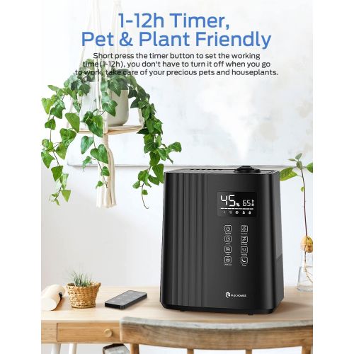  [아마존베스트]Elechomes SH8830 Humidifier, 6.5L(1.72Gal) Top Fill Warm and Cool Mist Humidifiers for Bedroom with Remote Control, 700 ml/h Max, Auto & Sleep Mode, 360° Nozzle, Auto Shut-Off, Bla