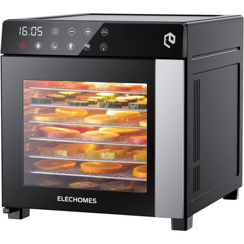  [아마존베스트]Elechomes Food Dehydrator with 8 Stainless Steel Trays (50 PDF Recipes), Electric Dehydrator with 4 Presets for Fruit, Meat Beef Jerky, Herbs, Vegetables, Digital Timer and Tempera