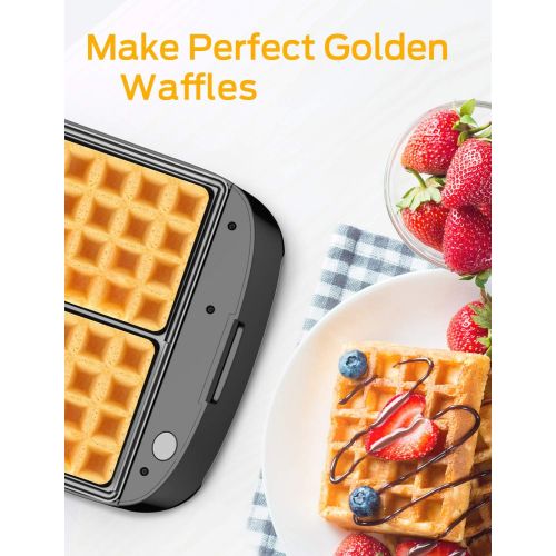  [아마존베스트]Elechomes Belgian Waffle Maker with Removable Plates, Easy to Use and Dishwasher Safe, Non-Stick, 2-Slices, Cord-Storage, Premium Stainless Steel