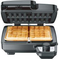 Elechomes Waffle Maker with Removable Plates, 4-Slice Belgian Waffle Iron, Anti-Overflow Nonstick Grids, Browning Control, Indicator Light, Compact Design, Recipes Included, Stainl