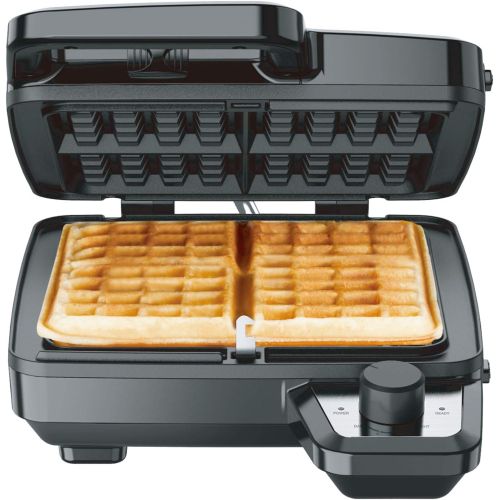  Elechomes Waffle Maker with Removable Plates, 4-Slice Belgian Waffle Iron, Anti-Overflow Nonstick Grids, Browning Control, Indicator Light, Compact Design, Recipes Included, Stainl