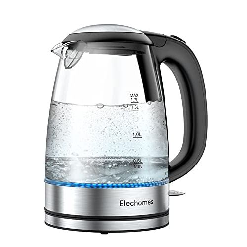  [아마존베스트]Elechomes 1.7L Electric Kettle, Cordless Portable Glass Tea Kettle(BPA Free), Water Heater for Coffee Tea HotCocoa, Auto Shut-Off and Boil Dry Protection, Stainless Steel Bottom