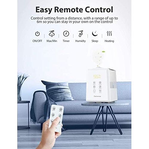  Elechomes EC5501 Ultrasonic Humidifier / 6 L / Warm or Cool Mist with Remote Control / For Setting Humidity Levels / Dual 360° Rotatable Steam Nozzles / Sleep Mode and 12 Hour Time