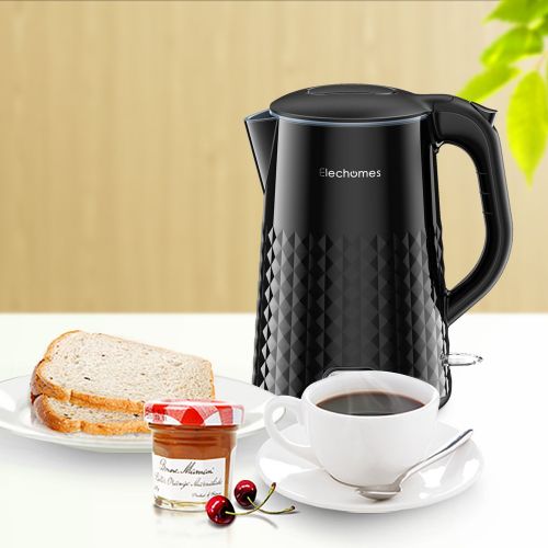  Elechomes 1.7L Electric Kettle Water Heater with Smart Keep Warm Function, Stainless Steel Interior, BPA-Free Cool Touch Exterior and Vacuum Layer, Black