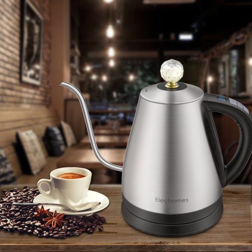  Elechomes Electric Kettle - Gooseneck Kettle for Pour Over Drip Coffee and Teas, 304 Stainless Steel Kettle, 1.2L Drip Kettle with Variable Temperature Control, Keep Warm, 1000W, By Elechome