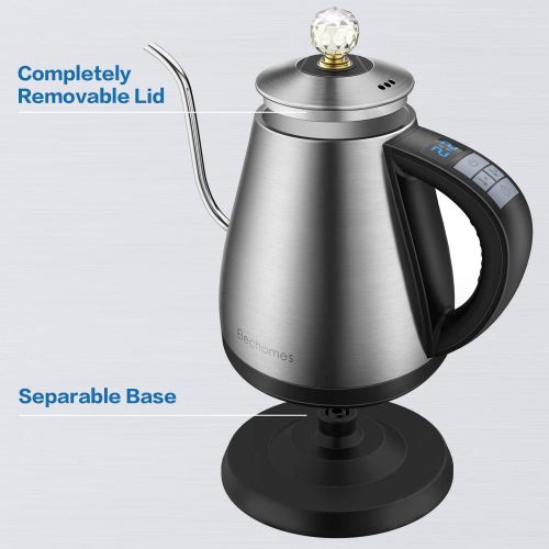  Elechomes Electric Kettle - Gooseneck Kettle for Pour Over Drip Coffee and Teas, 304 Stainless Steel Kettle, 1.2L Drip Kettle with Variable Temperature Control, Keep Warm, 1000W, By Elechome