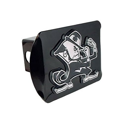  Elecktroplate Notre Dame Fighting Irish Leprechaun Black Metal Trailer Hitch Cover with Chrome Metal Logo (for 2 Receivers)