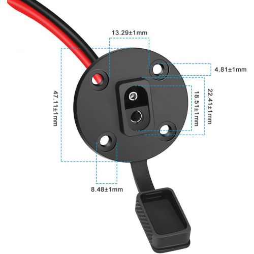  Electop SAE Power Socket Sidewall Port, Weatherproof SAE Quick Connect Solar Panel Mount Universal Flush-Mountable Connector, 12AWG SAE Cable with 8 Screws for Solar Generator Batt