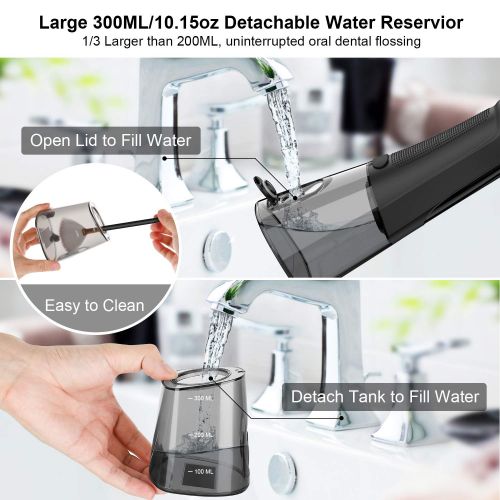  [아마존 핫딜] ElectriBrite Water Flosser Cordless - Portable Water Pick Teeth Cleaner for Braces [2019] Upgrade 4 Mode & DIY Customize Mode, IPX7 Waterproof Rechargeable Oral Irrigator with 300ML Tank, 4 Jet