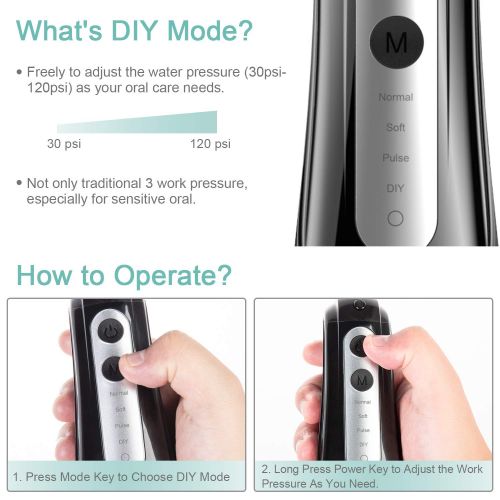  [아마존 핫딜] ElectriBrite Water Flosser Cordless - Portable Water Pick Teeth Cleaner for Braces [2019] Upgrade 4 Mode & DIY Customize Mode, IPX7 Waterproof Rechargeable Oral Irrigator with 300ML Tank, 4 Jet