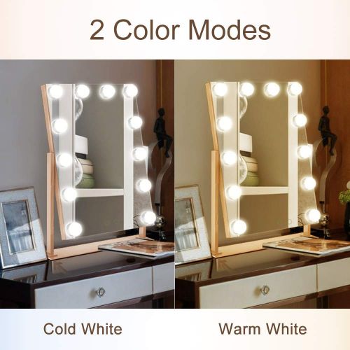  ElectriBrite Lighted Makeup Mirror - Hollywood Makeup Tabletops Cosmetic Mirror with Lights, 12 x 3W Dimmable Vanity Mirror Touch Control - Rose Gold